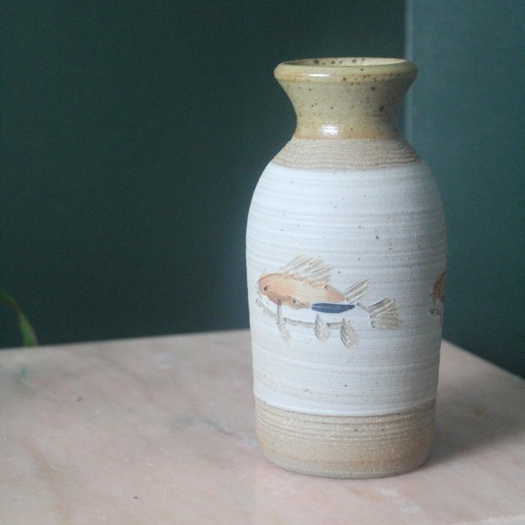 Vintage Other - vtg 70s artisan boho fish ceramic vase